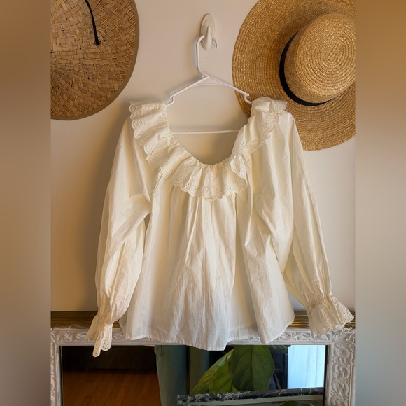 DÔEN Tess Top White Eyelet Lace Blouse Feminine Boho Chic medium - Picture 6 of 7